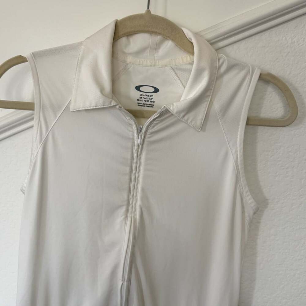 Oakley Polo Dress Size S White Athletic Sleeveless Zip Golf Tennis - Picture 3 of 5